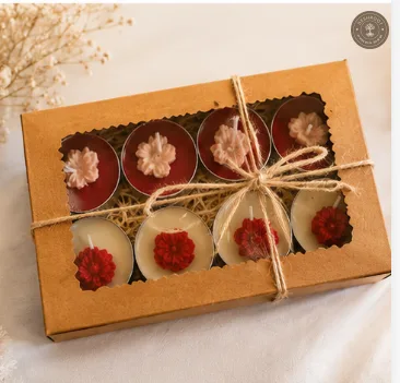 Hill Pour Tiny Floral Tealight Soy Wax Candle Set – Pack of 8
