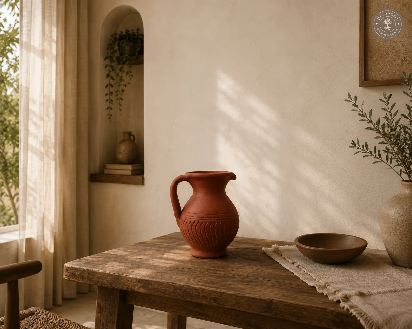 Rustic Terracotta Handcrafted Pitcher