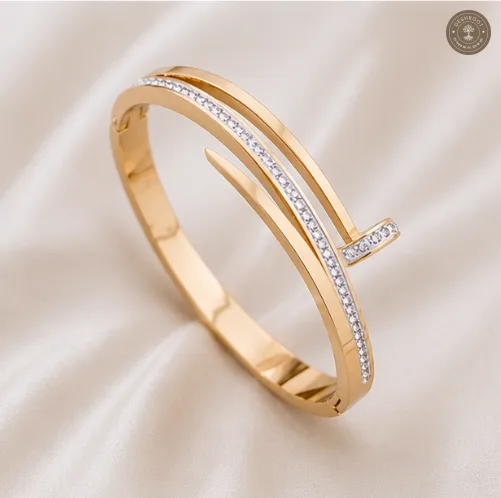 Golden Arc Crystal Anti-Tarnish Kids Kada