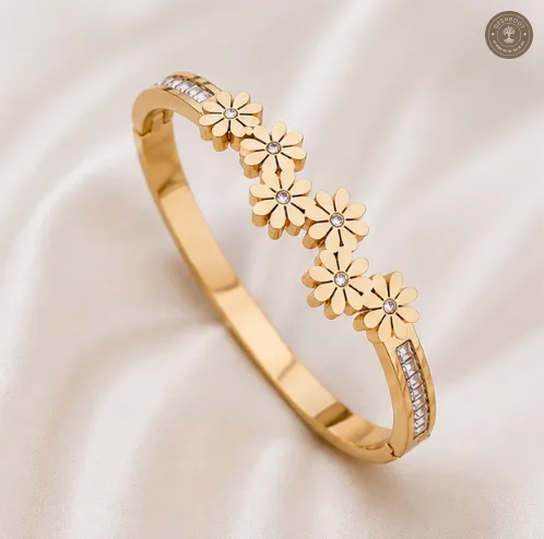 Golden Daisy Bloom Anti-Tarnish Kids Kada
