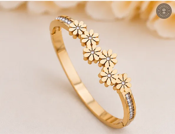Golden Daisy Bloom Anti-Tarnish Kids Kada