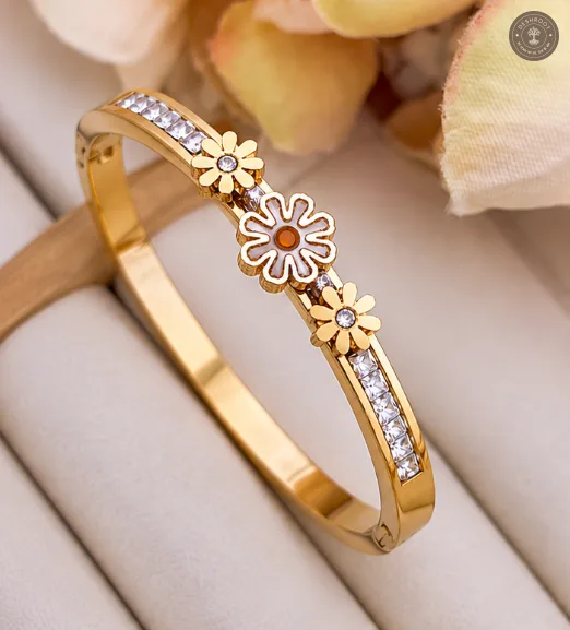 Golden Trio Daisy Crystal Anti-Tarnish Kids Kada