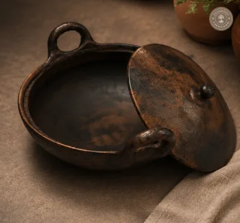 Handcrafted Terracotta Handi with Lid – Rustic Earthenware Cooking & Serving Pot