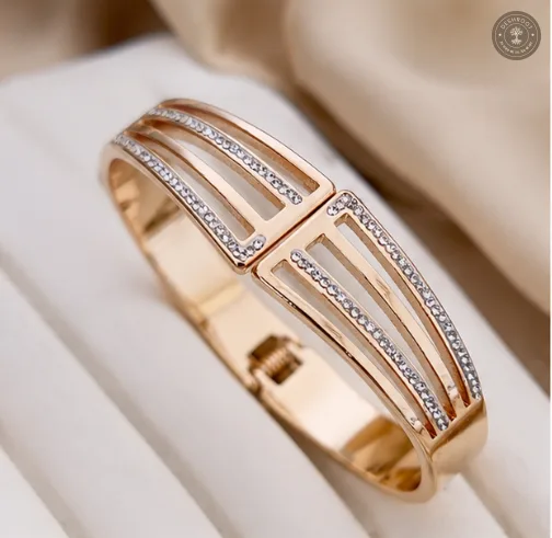 Golden Twin Arc Crystal Anti-Tarnish Kids Kada