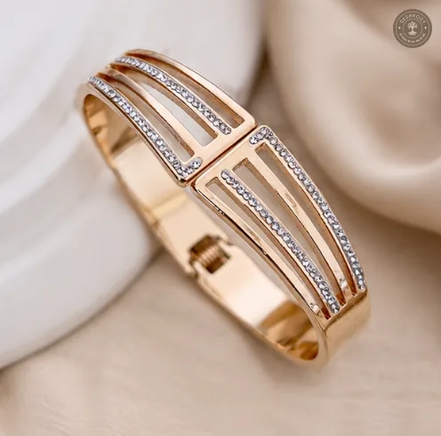 Golden Twin Arc Crystal Anti-Tarnish Kids Kada