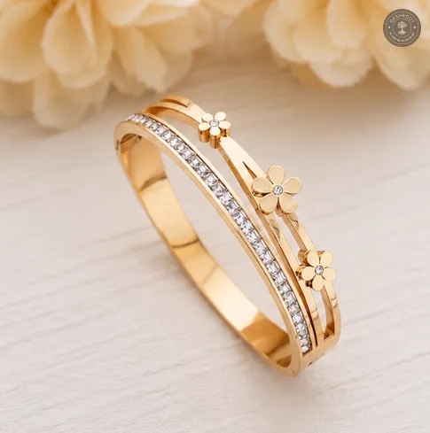 Golden Daisy Sparkle Anti-Tarnish Kids Kada