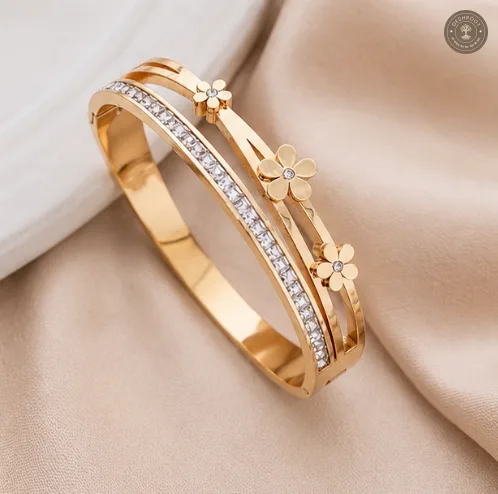 Golden Daisy Sparkle Anti-Tarnish Kids Kada