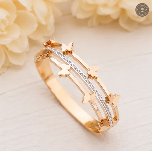 Golden Butterfly Trail Crystal Anti-Tarnish Kids Kada