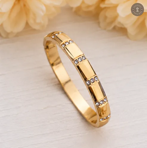 Golden LuxeLine Crystal Anti-Tarnish Kids Kada