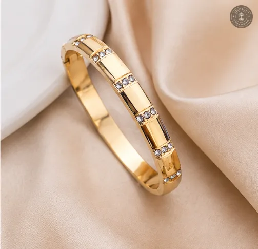 Golden LuxeLine Crystal Anti-Tarnish Kids Kada