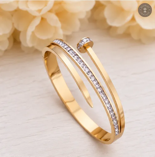 Golden NailSpark Crystal Anti-Tarnish Kids Kada
