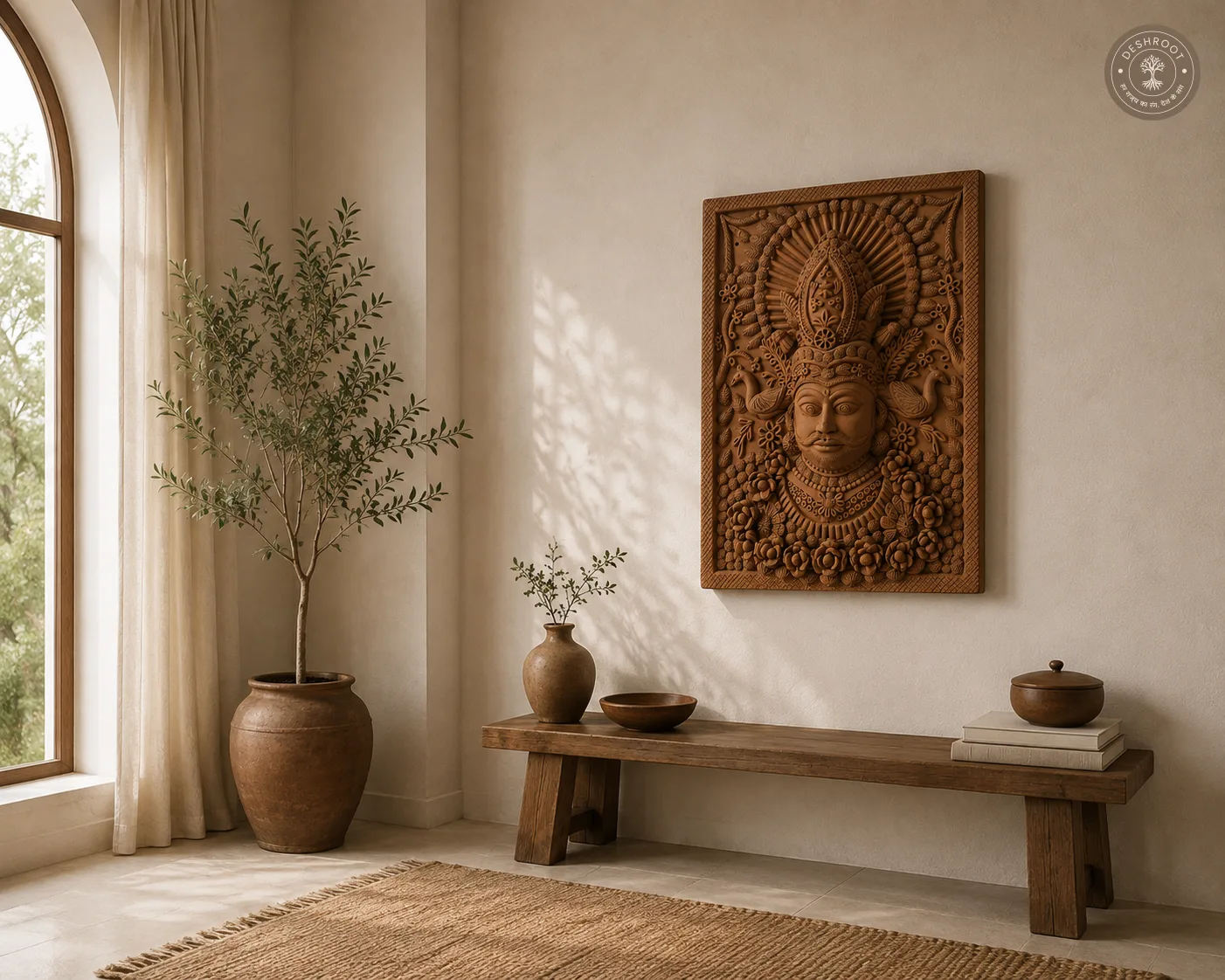 Rajasthani Handmade Shiva & Ganesha Relief Wall Hanging