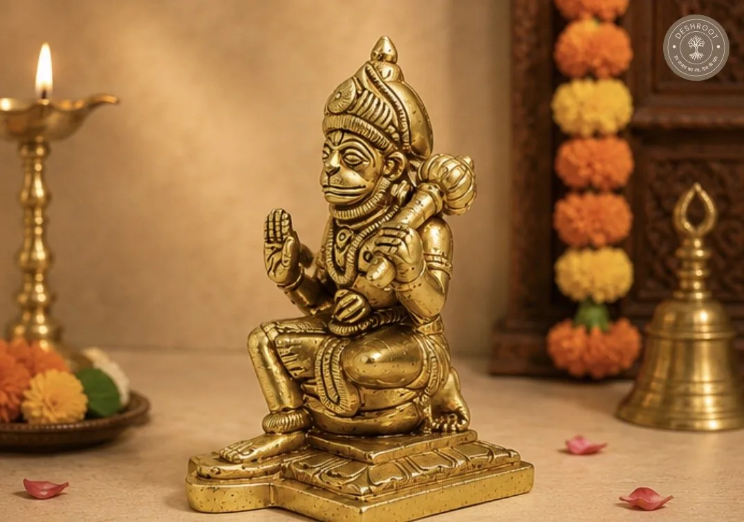 Divine Golden Hanuman Idol – Blessing Pose