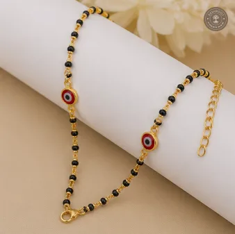 Fancy Golden Kids Size Najariya – Black Beaded Nazar Bracelet