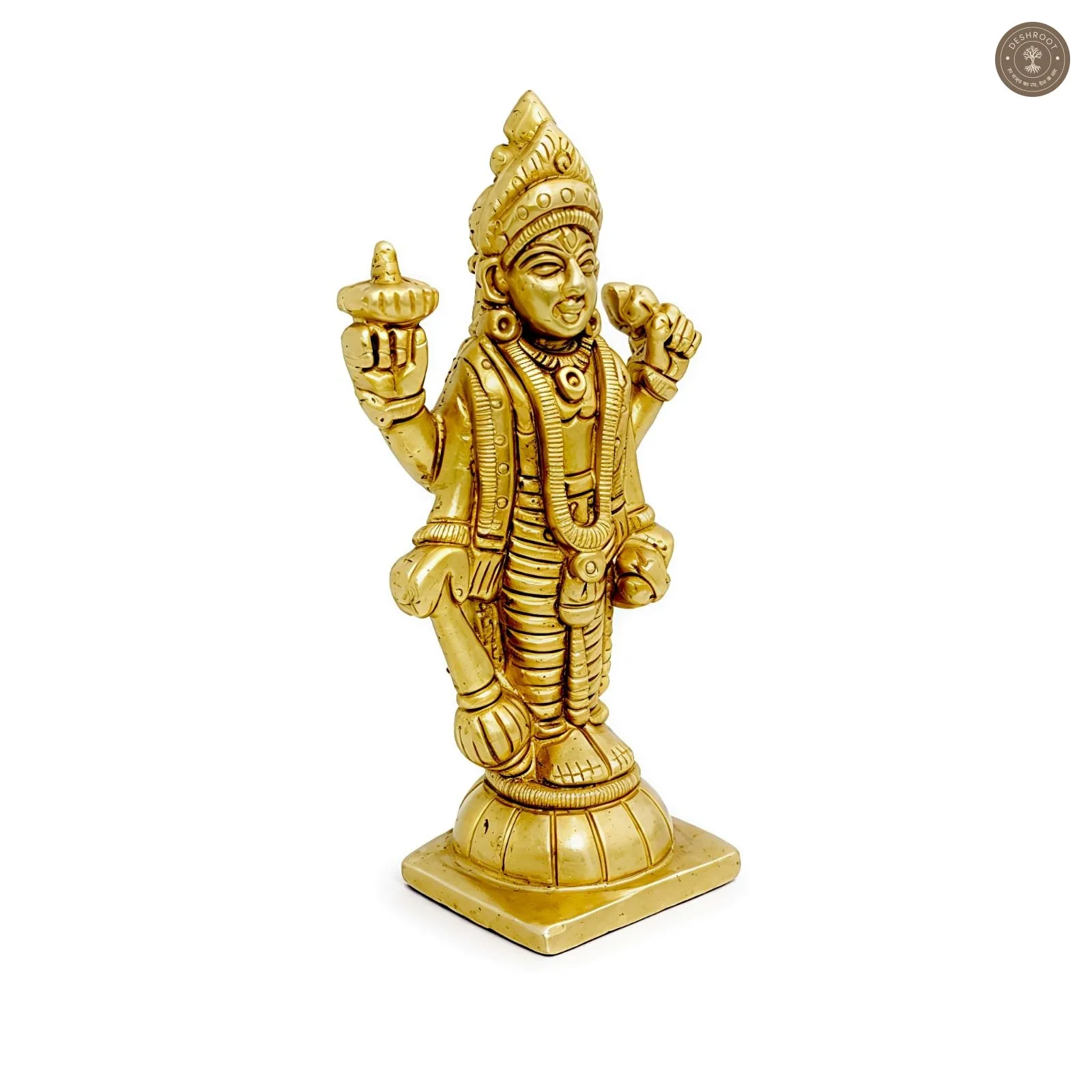 Divine Golden Lord Vishnu Idol – Traditional Standing Sculpture