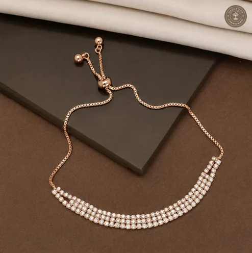 Celestia Triple-Row Crystal Rose Gold Adjustable Bracelet