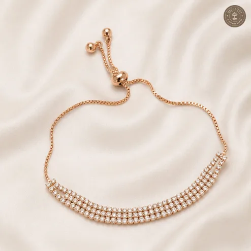 Celestia Triple-Row Crystal Rose Gold Adjustable Bracelet