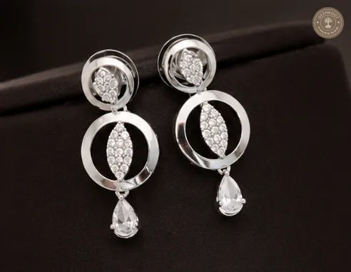 Lunara Infinity Leaf AD Crystal Silver-Tone Necklace & Earrings Set