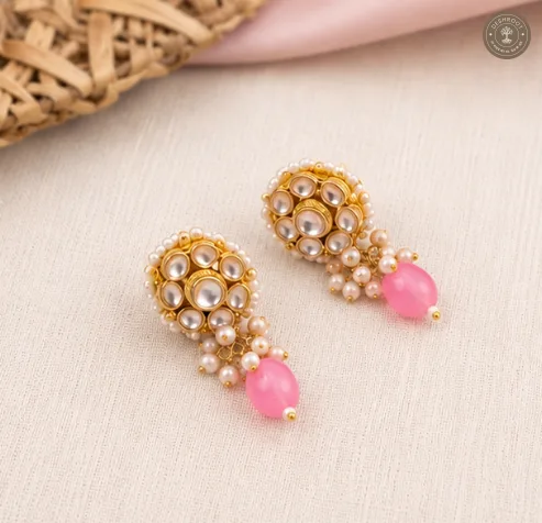 Gulabi Noor Kundan Pearl & Pink Quartz Choker Necklace Set