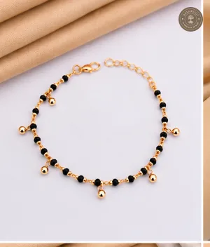 Fancy Golden Kids Nazariya with Black Beads & Gold Charms
