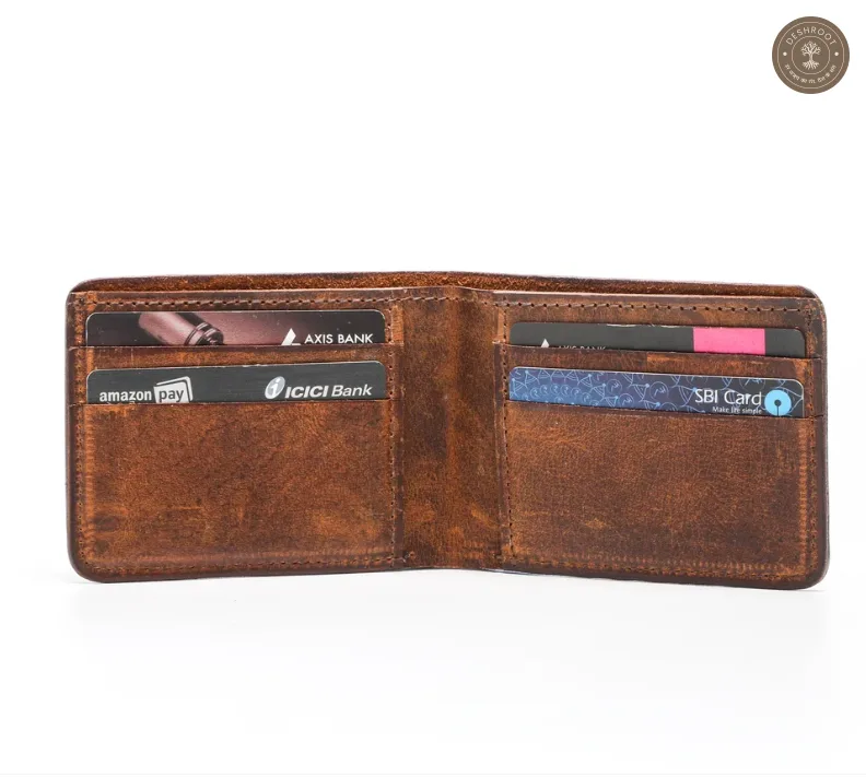 Classic Brown Textured Leather Bifold Wallet for Men
