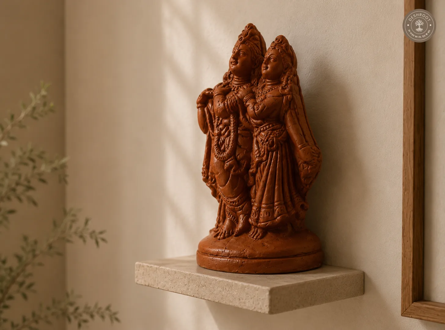 Handcrafted Terracotta Radha Krishna Decorative Idol – Traditional Rajasthani Art