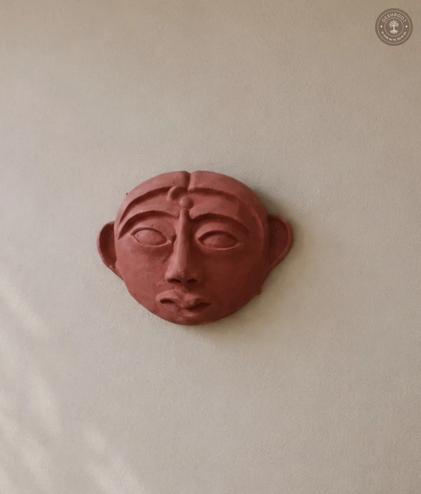 Rustic Meditative Clay Face Wall Mask