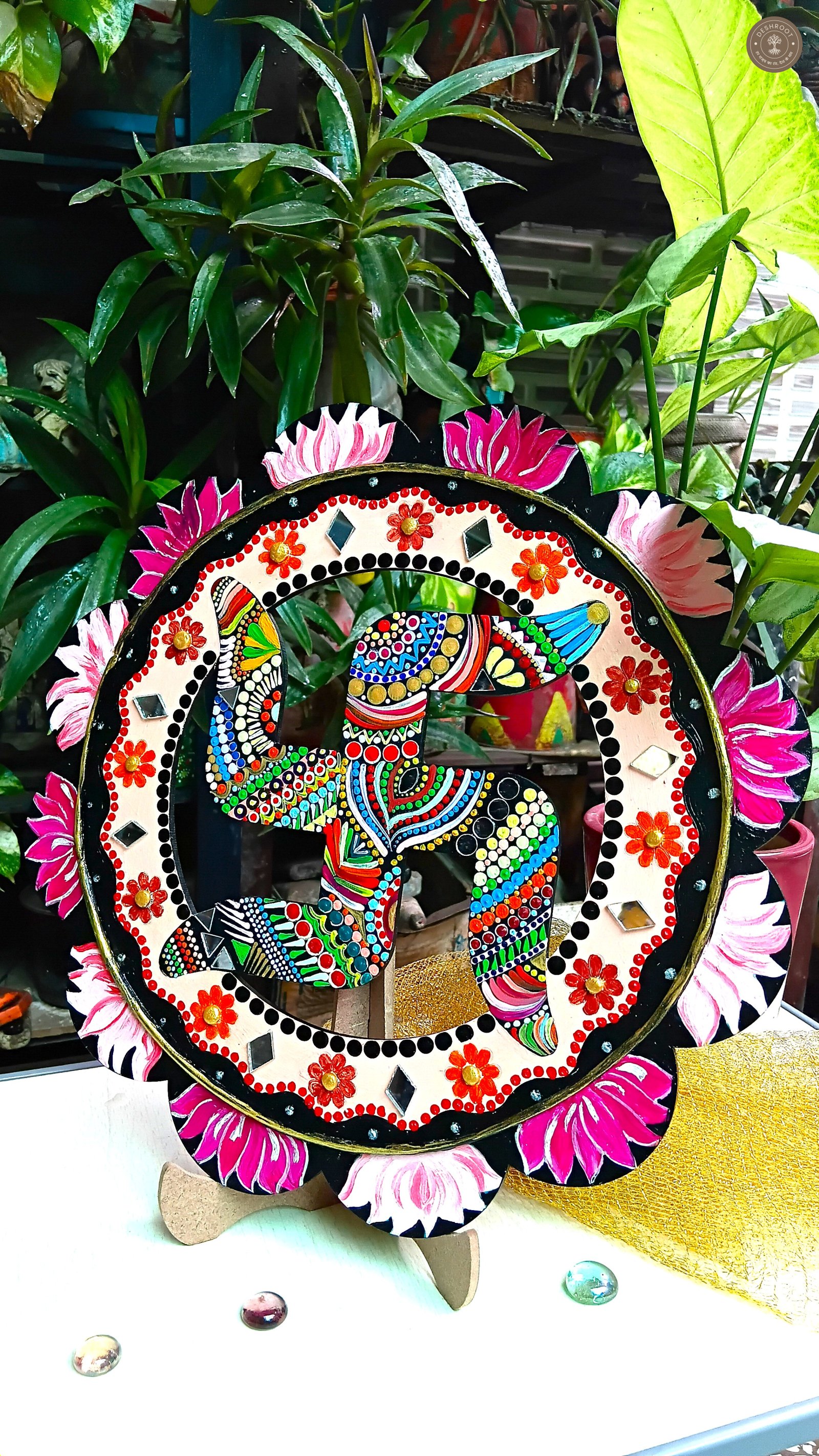 Swastik Dot Mandala 12 inch wall hanging