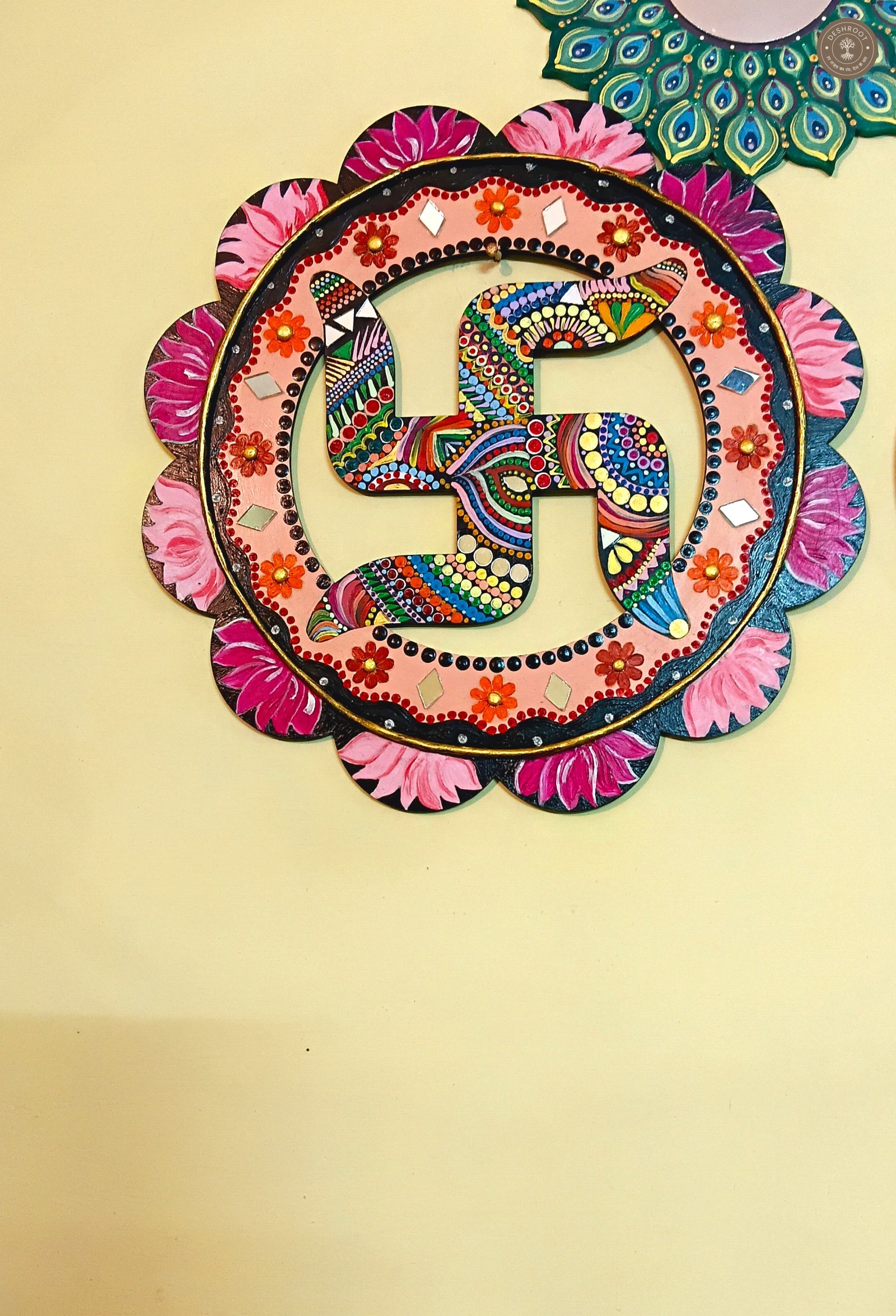 Swastik Dot Mandala 12 inch wall hanging