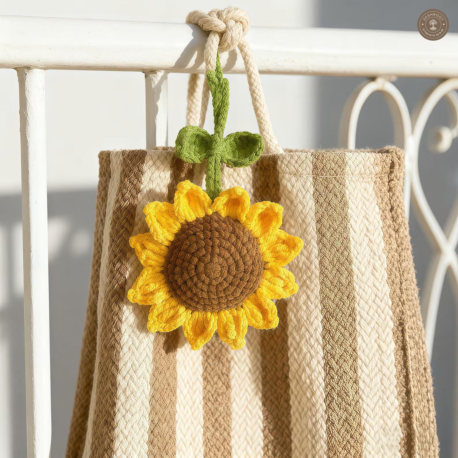 Handmade Crochet Sunflower Bag Charm