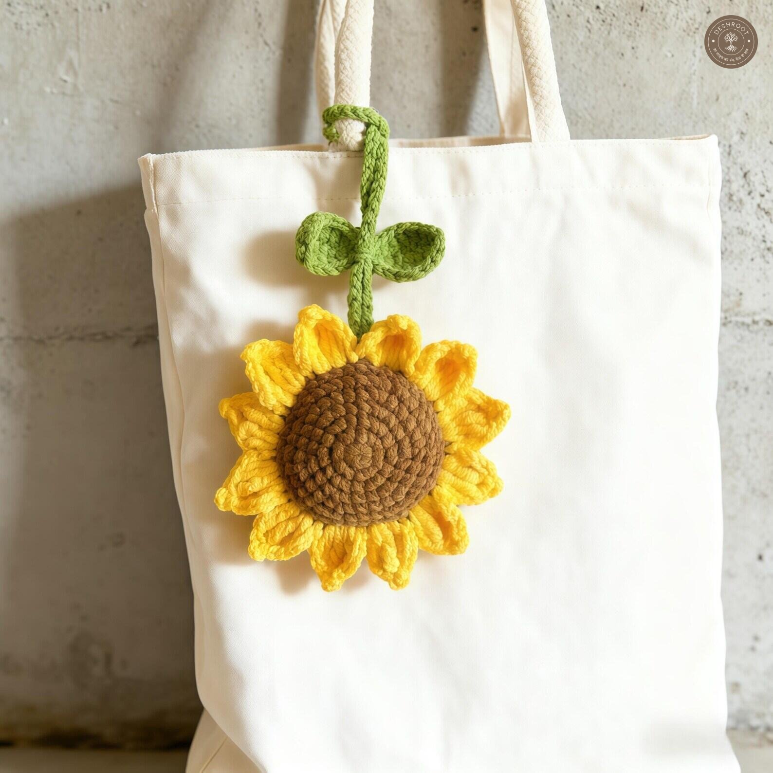 Handmade Crochet Sunflower Bag Charm