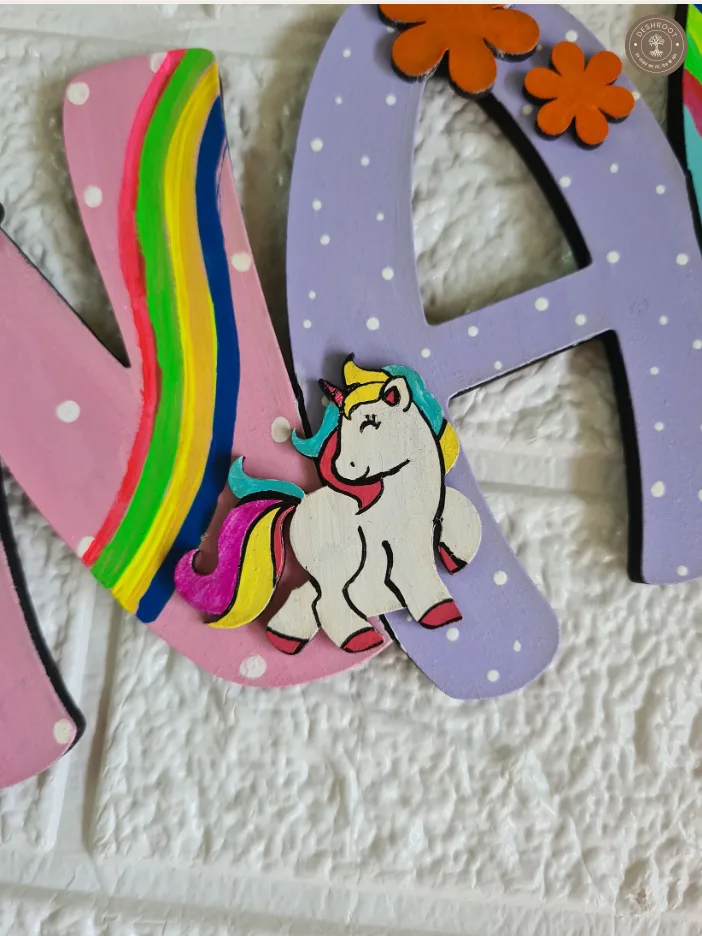 Unicorn theme nameplate for kids