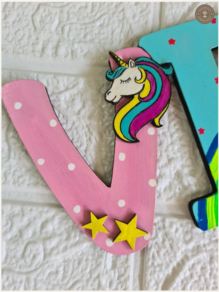 Unicorn theme nameplate for kids