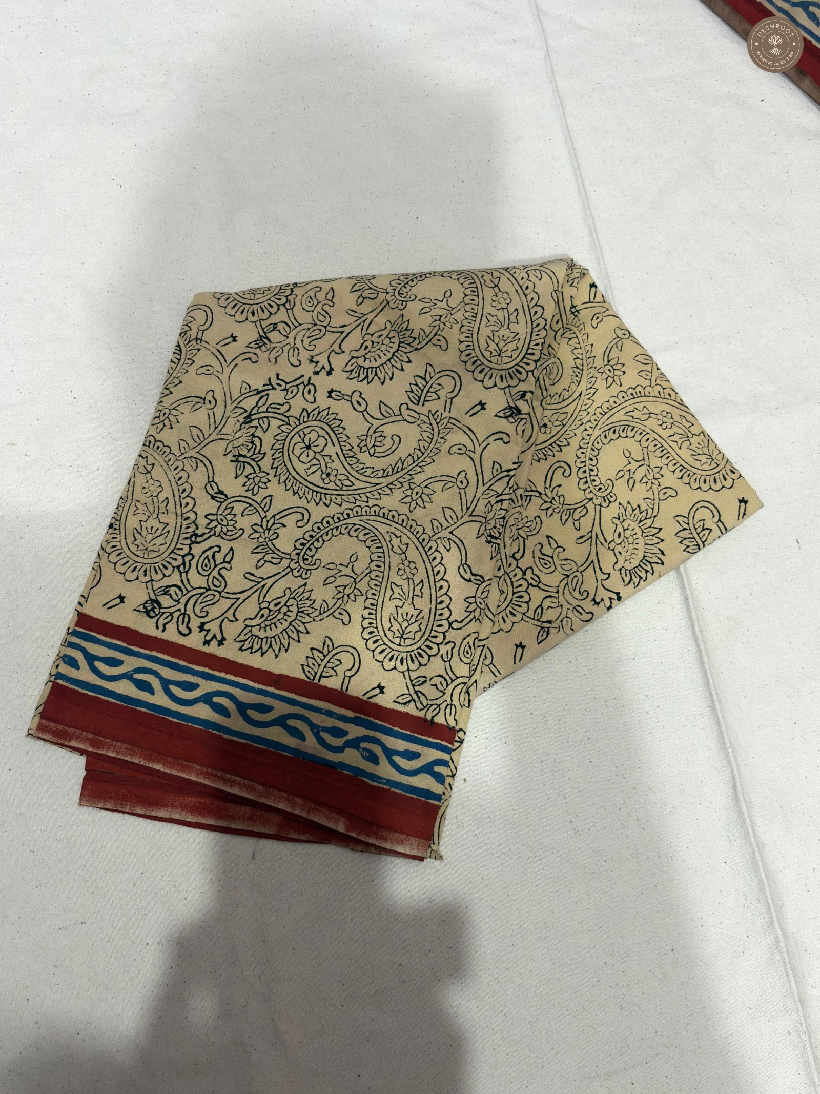 Bagru Bloom Hand Block Printed Cotton Unstitched Suit Set with Kota Doriya Dupatta | 3-Piece Dress Material