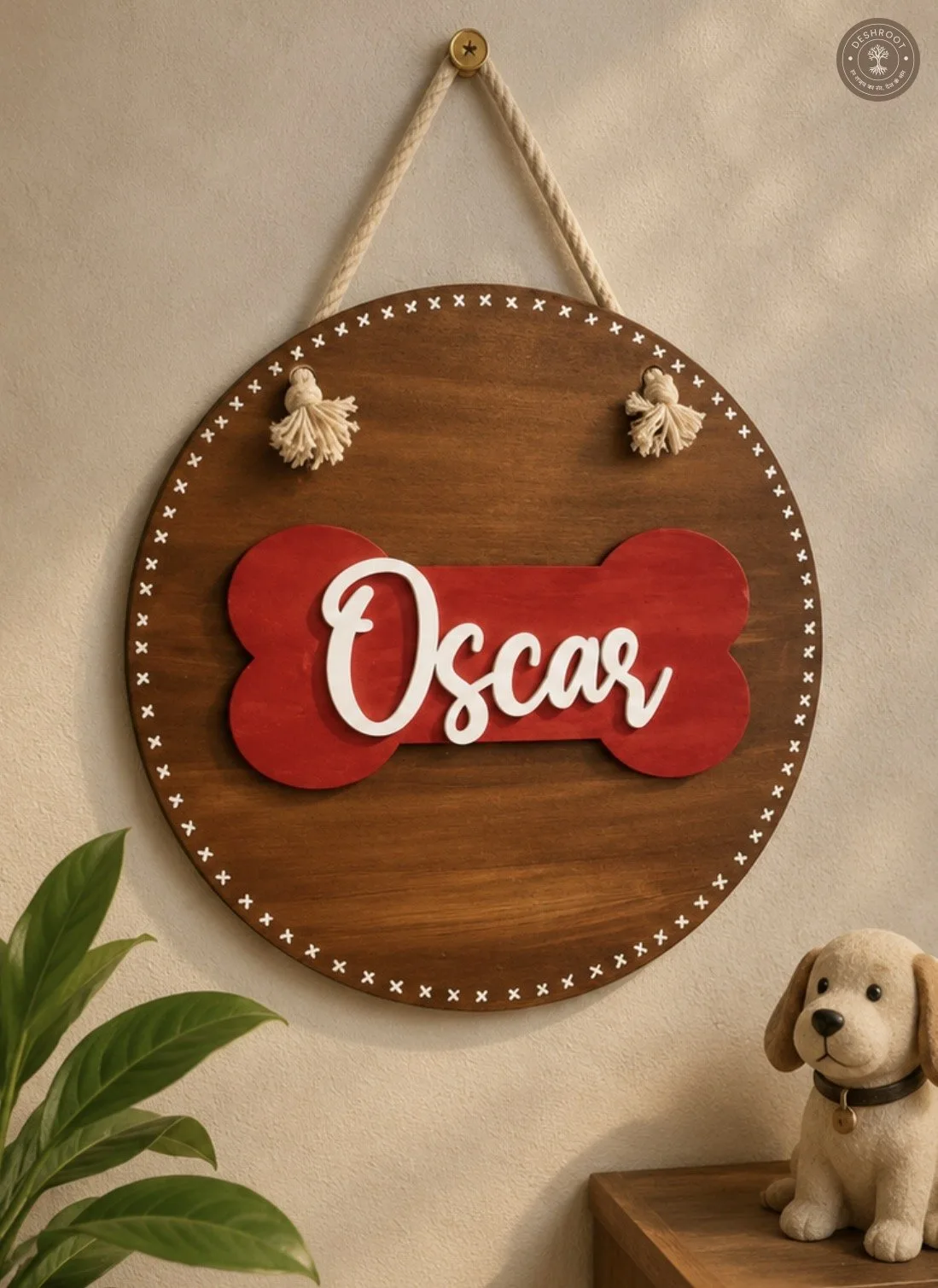 Personalized Oscar Dog Bone Hanging Name Plate