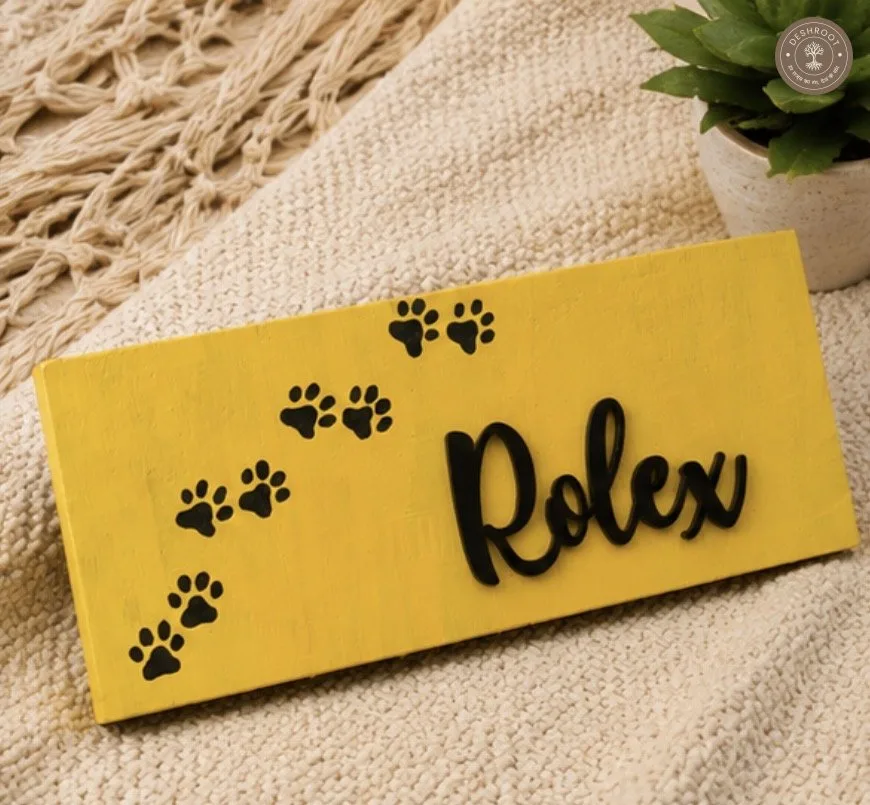 Rolex Personalized Paw Print Wooden Name Plaque