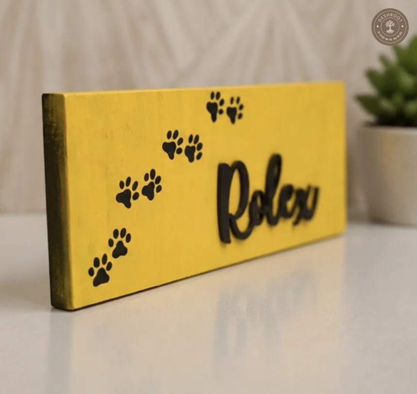 Rolex Personalized Paw Print Wooden Name Plaque