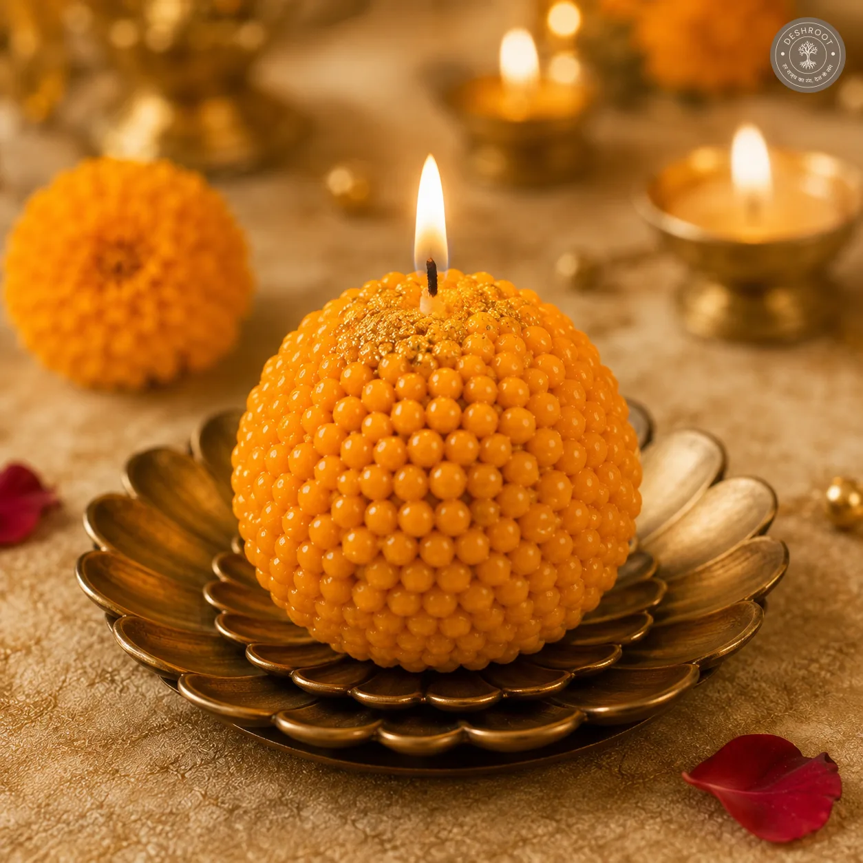 Motichoor Ladoo Candle Gift Set of 6 – Handmade Decorative Wax Candles