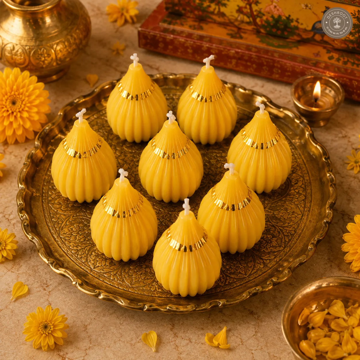 Handcrafted Scented Modak Candles Set of 6 – Premium Decorative Wax Candles for Diwali, Pooja & Home Décor
