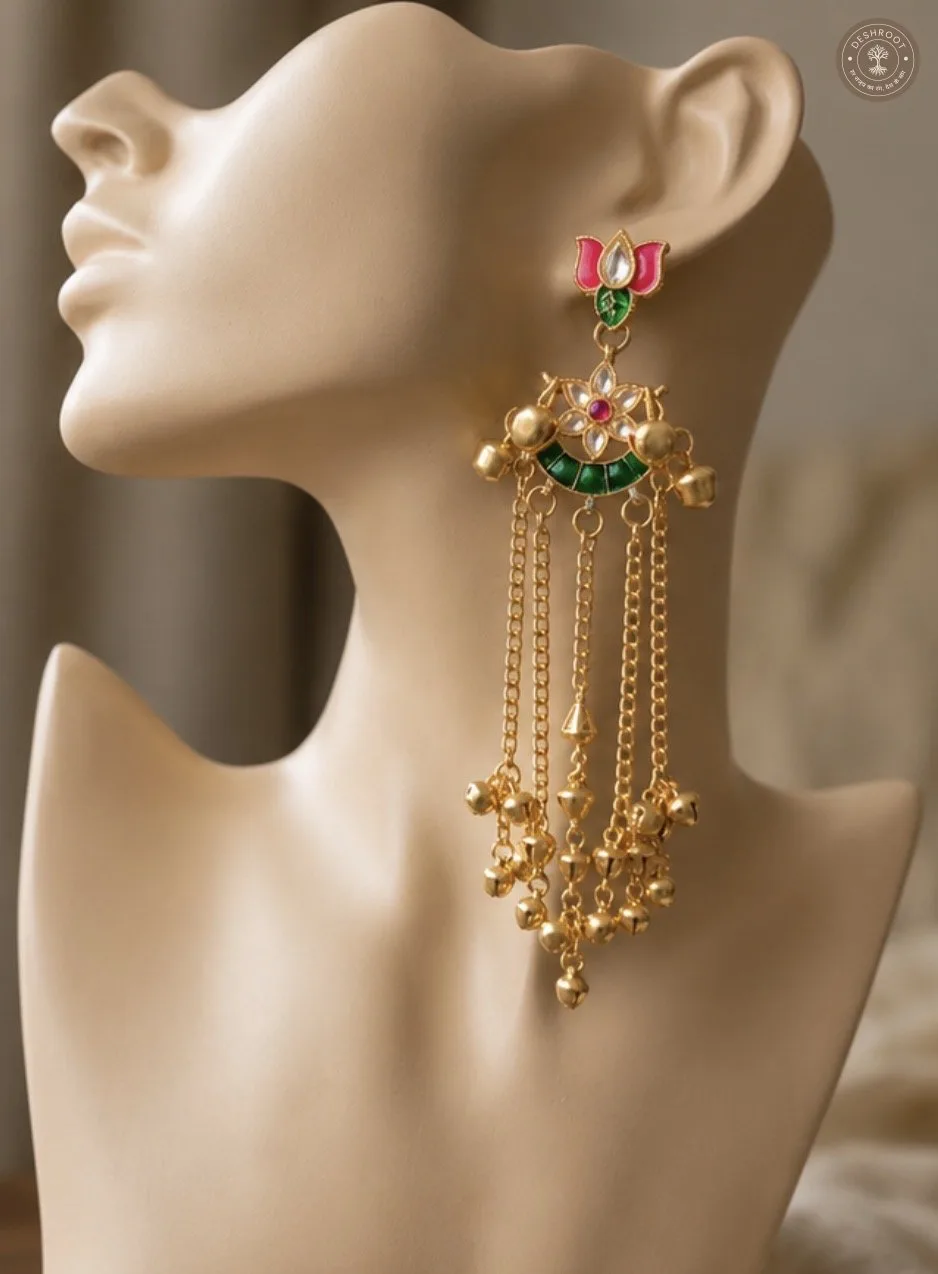 Royal Floral Long Drop Earrings