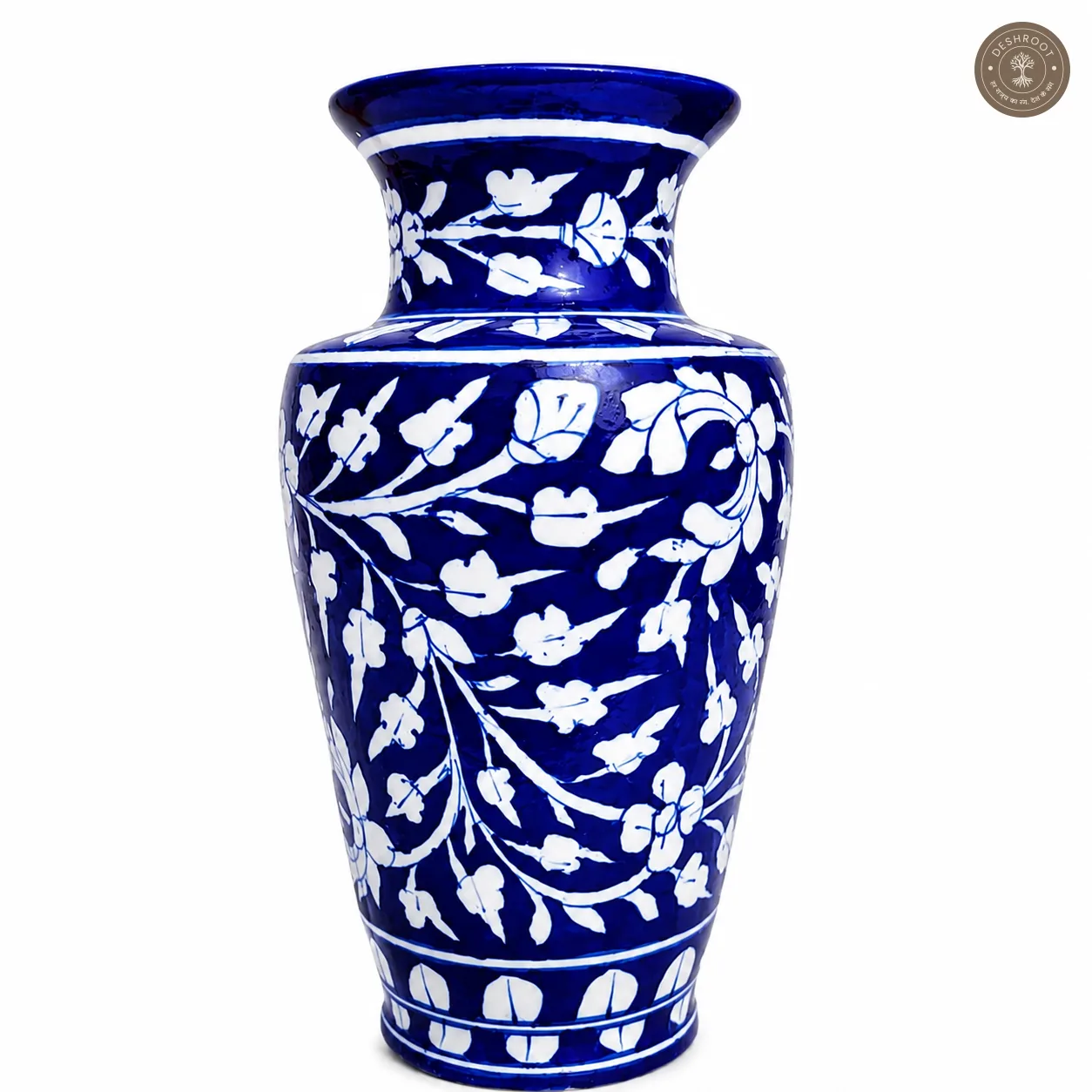 Handcrafted Jaipur Blue Pottery Floral Ceramic Vase