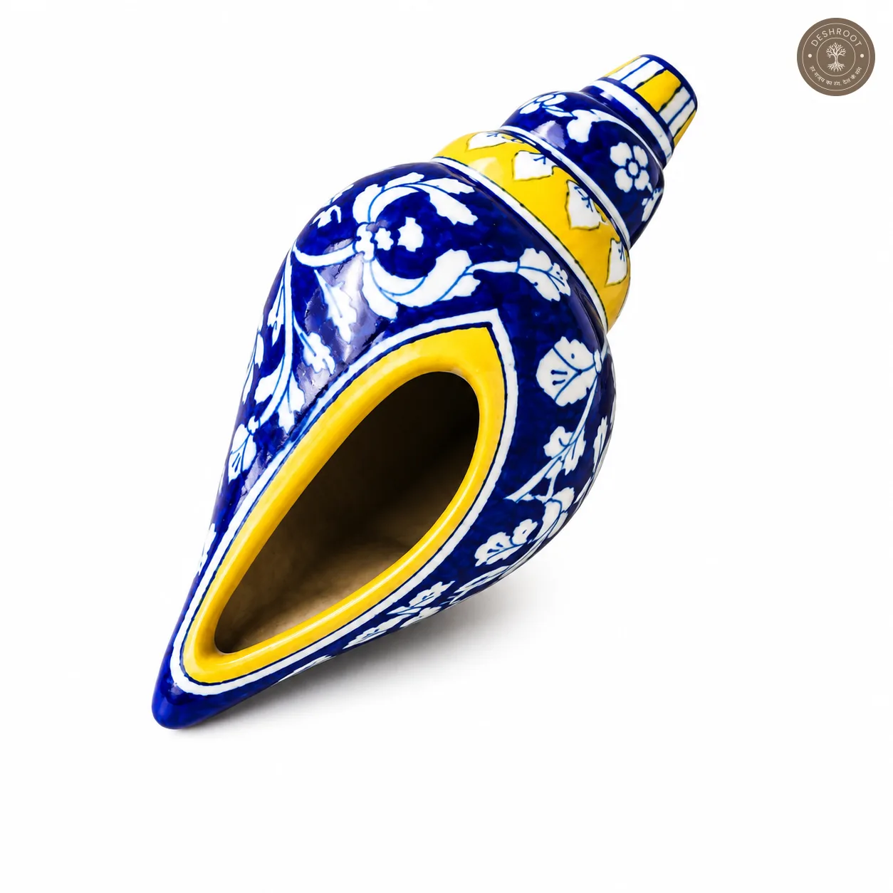 Handcrafted Blue Pottery Conch Shell