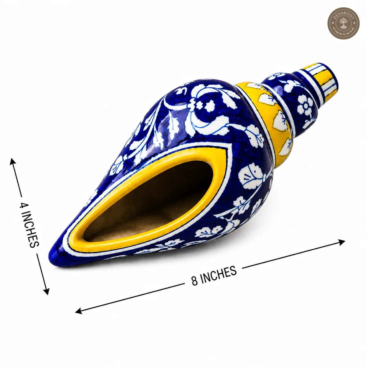 Handcrafted Blue Pottery Conch Shell