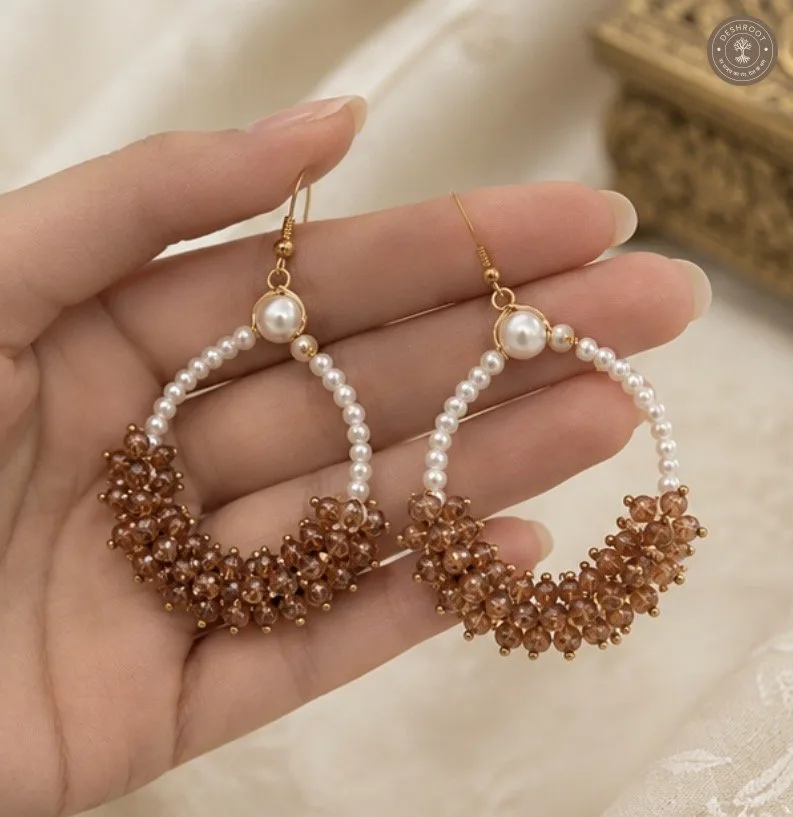 Pearl & glass Bead Hoop Earrings