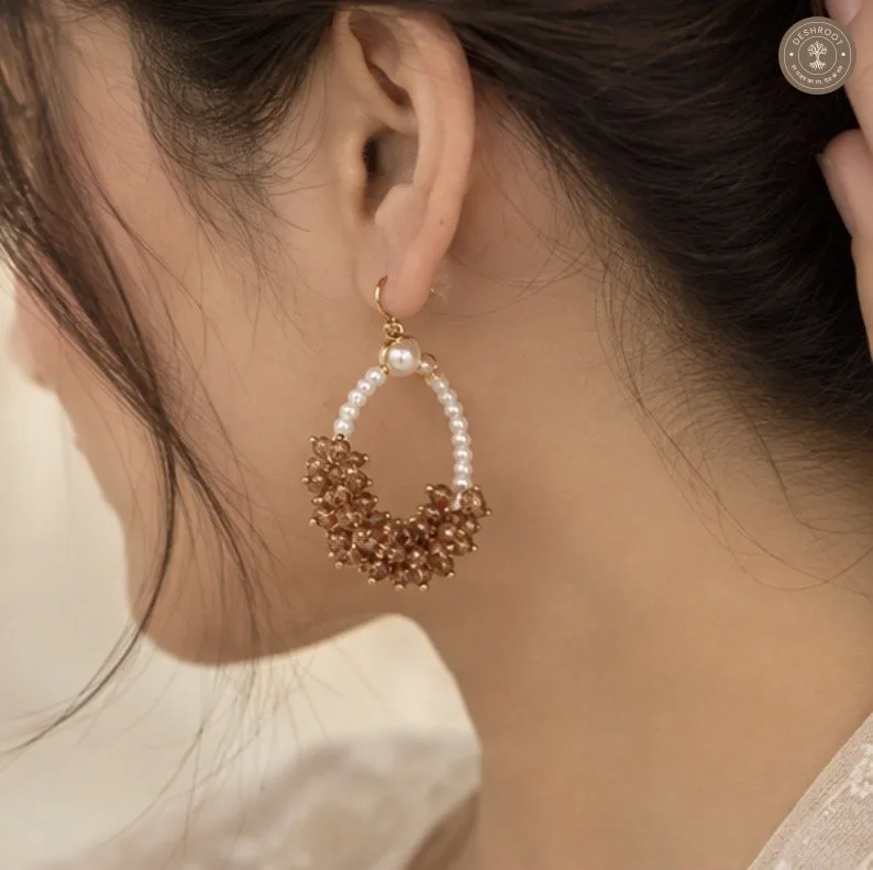 Pearl & glass Bead Hoop Earrings