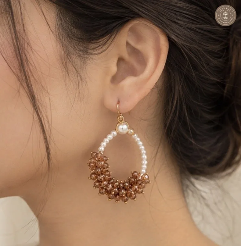Pearl & glass Bead Hoop Earrings