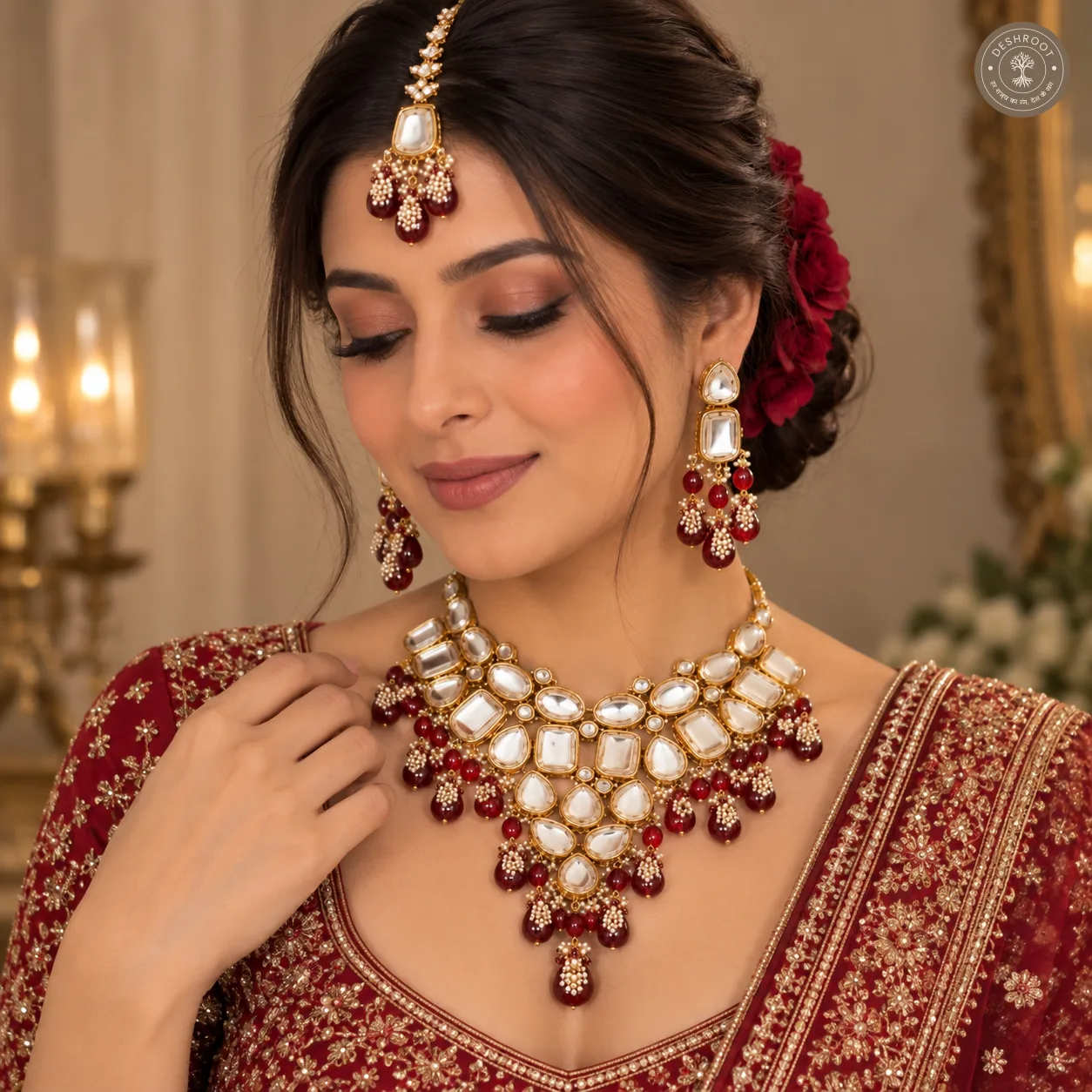 Royal Ruby Kundan Bridal Necklace Set