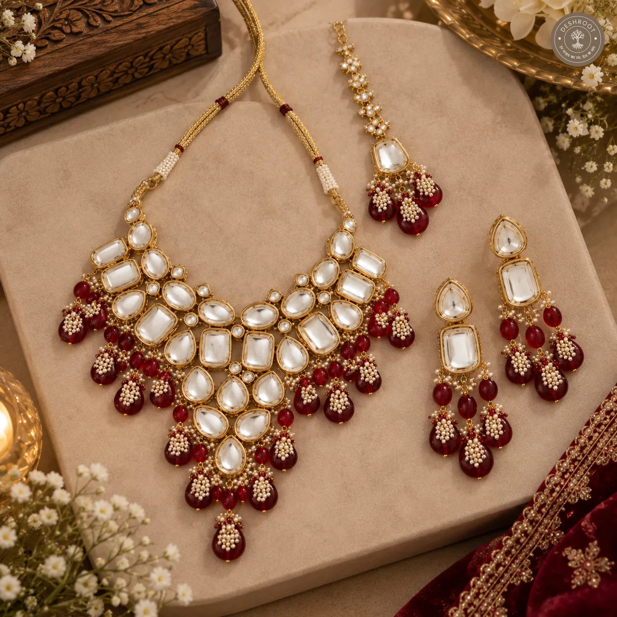 Royal Ruby Kundan Bridal Necklace Set