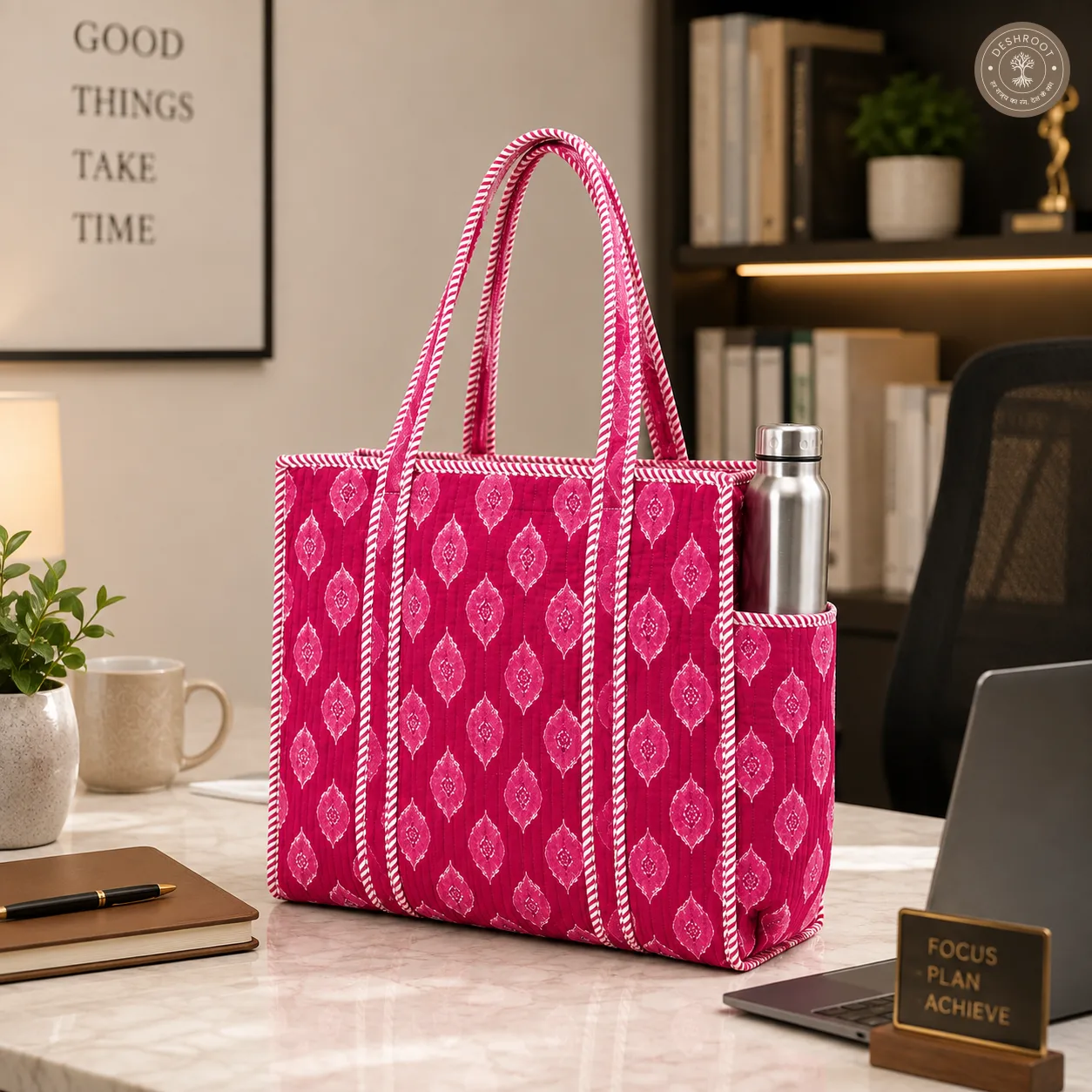 Pink Ikat Printed Multipurpose Shoulder Bag for Women