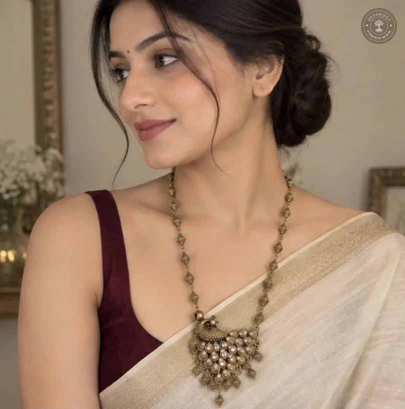Antique Gold Peacock Kundan Necklace